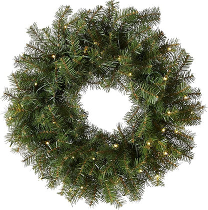 National Tree Company Pre-Lit Artificial Christmas Wreath, Green, Norwood Fir, White Lights, Christmas Collection, 30 Inches