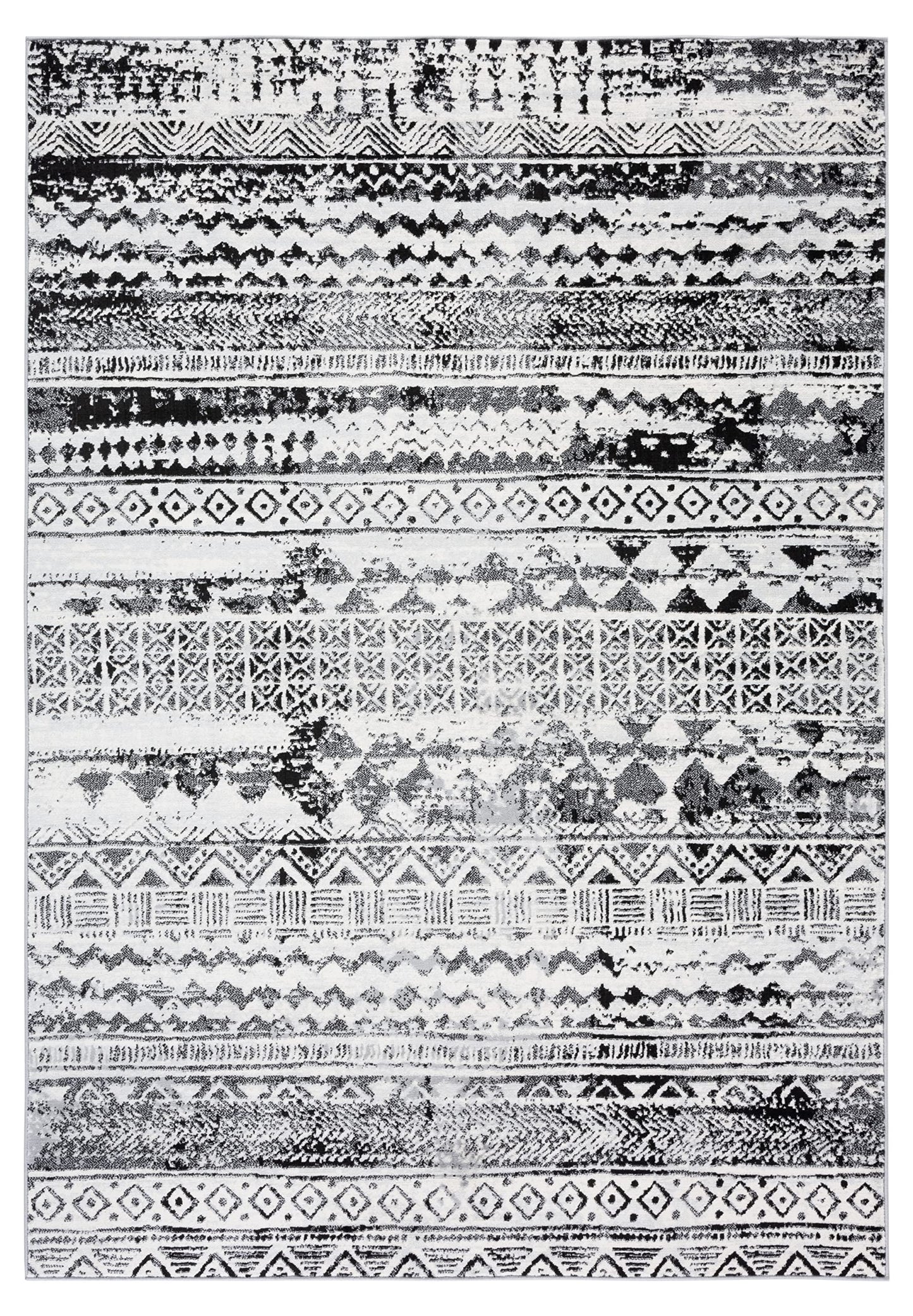 Safavieh Brentwood Collection Accent Rug - 4' x 6', Black & Ivory, Boho Tribal Distressed Design, Non-Shedding & Easy Care, Ideal for High Traffic Areas in Entryway, Living Room, Bedroom (BNT835Z)