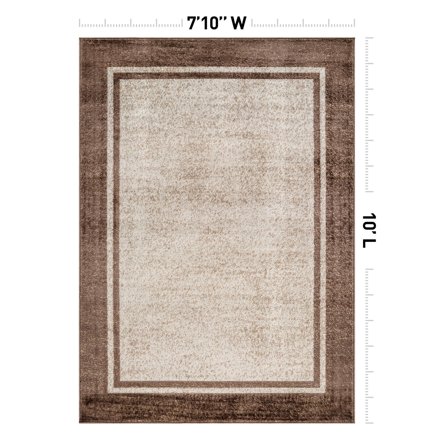 Rugshop Modern Transitional Bordered Indoor Area Rug for Living Room,Bedroom,Kitchen Rug Low Pile Rug with Jute Backing 7' 10" x 10' Beige