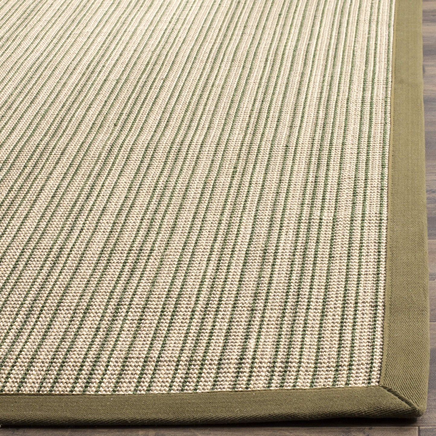 SAFAVIEH Natural Fiber Collection Accent Rug - 3' x 5', Green & Green, Border Stripe Sisal Design, Easy Care, Ideal for High Traffic Areas in Entryway, Living Room, Bedroom (NF442A)