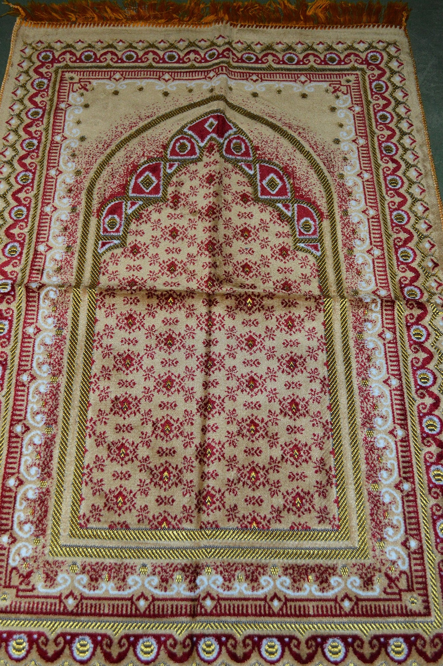 Prayer Rug Carpet Islamic Muslim Salah Meditation Mat Turkish Exquisite Beige