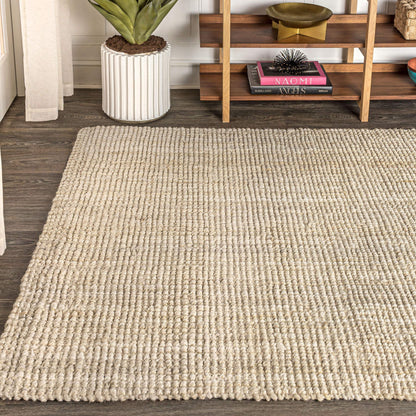 JONATHAN Y Hiro Hand Woven Chunky Jute Ivory Indoor Area Rug, 5x8, Bohemian, Transitional, Easy-Cleaning for Living Room, Bedroom, Kitchen, Pet Friendly, Non-Shedding (NFR103A-5)