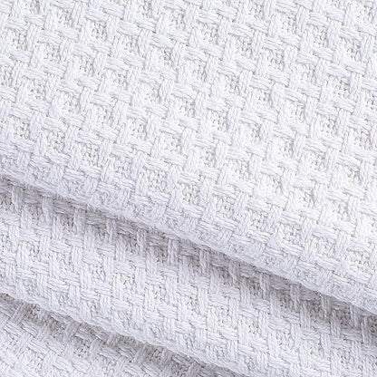 Elvana Home 100% Cotton Bed Blanket, Breathable Bed Blanket Twin Size, Cotton Thermal Blankets Twin, Perfect for Layering Any Bed for All Season, White