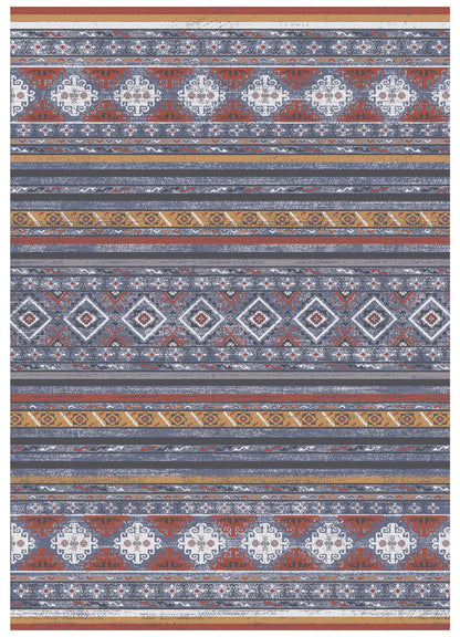 RUGSURE Washable Area Rugs 6' x 9' - 1/6 Thick - Moroccan-Inspired -Stain & Water Resistant Non-Slip - Resistant Rug for Living Room, Bedroom, Nursery, Pet & Child Friendly (Blue and Red)