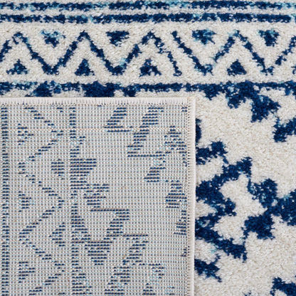 SAFAVIEH Tulum Collection Area Rug - 9' Square, Ivory & Navy, Moroccan Boho Tribal Design, Non-Shedding & Easy to Clean, Ideal for Living Room, Bedroom, Dining Space (TUL272D)