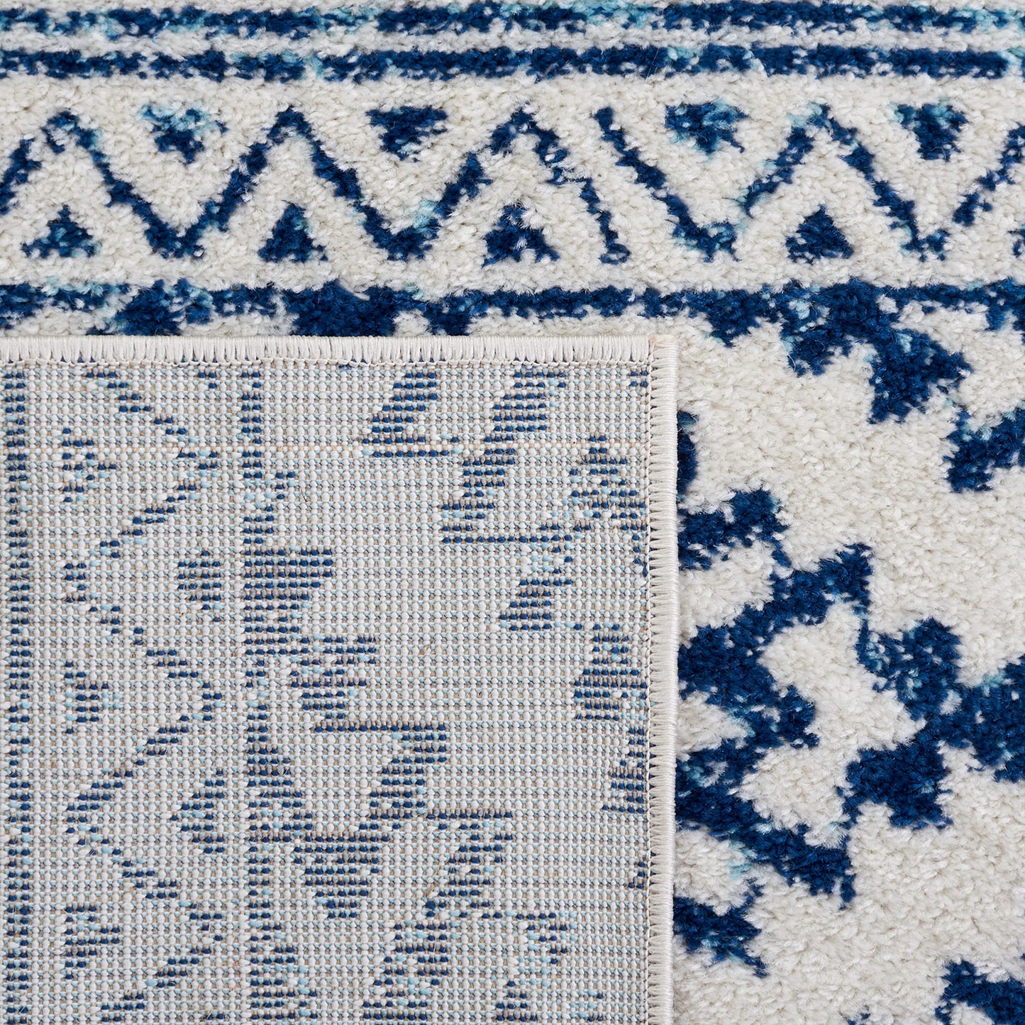 SAFAVIEH Area Rug 9x12 - Tulum Collection - Large - Ivory & Navy, Moroccan Boho Tribal Design, Non-Shedding & Easy to Clean, Ideal for Living Room, Bedroom, Dining Space (TUL272D)