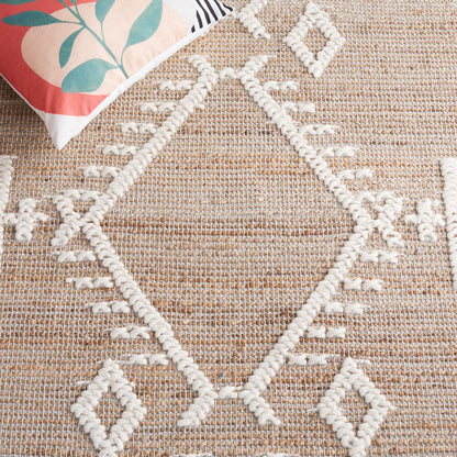 SAFAVIEH Natural Fiber Collection Accent Rug - 4' x 6', Natural & Ivory, Flat Weave Farmhouse Boho Jute & Wool Design, Ideal for High Traffic Areas in Entryway, Living Room, Bedroom (NFB377A)