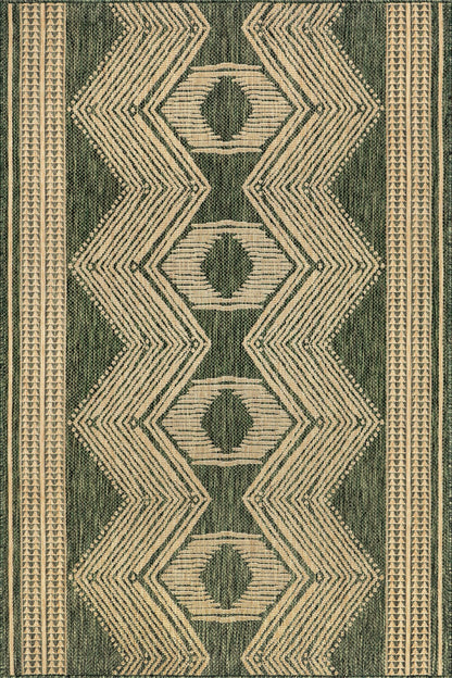 Nuloom Ranya Green/Ivory, 4' x 6', Tribal Geometric, Soft and Cozy, High Traffic, Stain Resistant, Easy Clean, Durable Area Rug for Indoor/Outdoor Patio, Deck, Porch, Garden, Courtyard