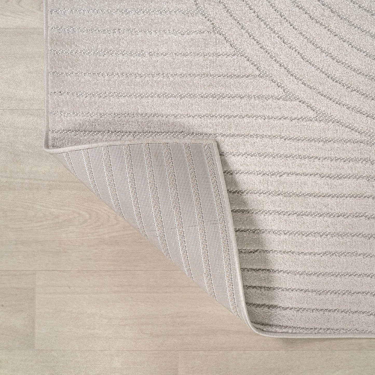 JONATHAN Y Hallie High-Low Curve Ivory/Cream Indoor/Outdoor Area Rug, 9x12, Minimalist, Pet Friendly, Non-Shedding, Stain Resistant, Hose-Washable for Backyard, Patio, Porch (SCN100B-9)