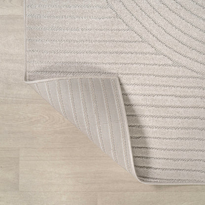 JONATHAN Y Hallie High-Low Curve Ivory/Cream Indoor/Outdoor Area Rug, 9x12, Minimalist, Pet Friendly, Non-Shedding, Stain Resistant, Hose-Washable for Backyard, Patio, Porch (SCN100B-9)
