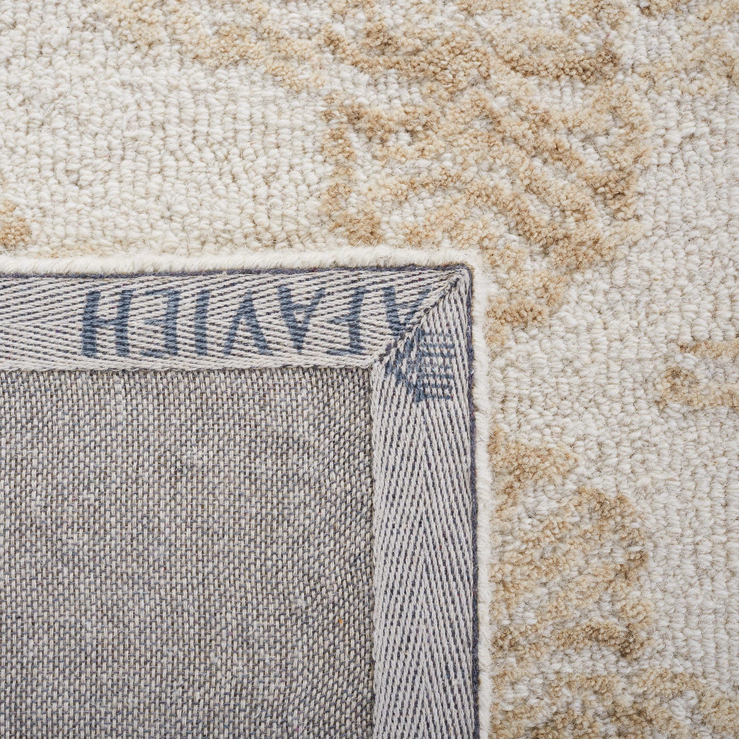 SAFAVIEH Abstract Collection Area Rug - 9' x 12', Ivory & Beige, Handmade Wool, Ideal for High Traffic Areas in Living Room, Bedroom (ABT346B)