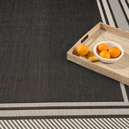Nourison Home Horizon Indoor/Outdoor Black 4' x 6' Area Rug - Easy Clean, Non Shedding, Bed Room, Living Room, Dining Room, Kitchen (4' x 6')