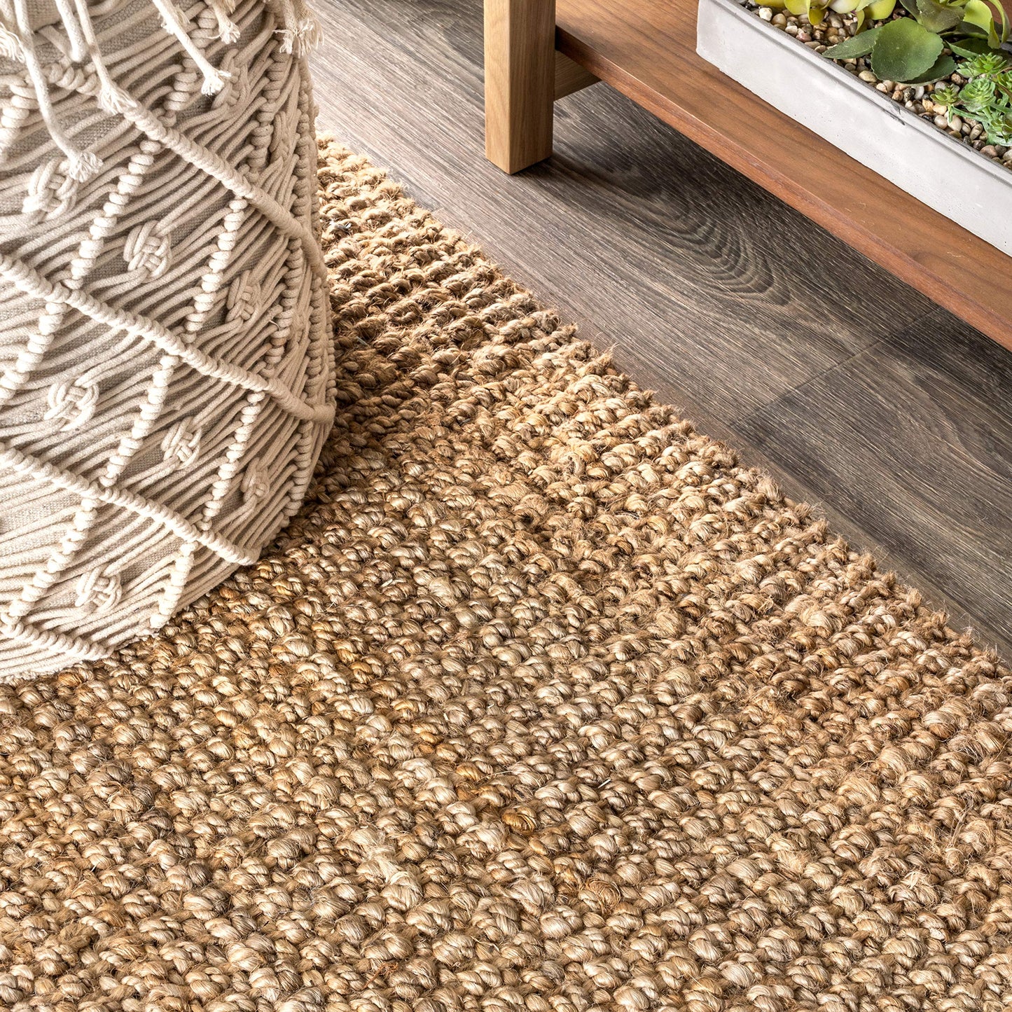 JONATHAN Y Handwoven Jute Fringe Natural Indoor Area Rug, 5x8, Pata, Bohemian, Rustic, Cottage, Easy-Cleaning for Living Room, Bedroom, Kitchen, Non-Shedding (NRF103A-5)