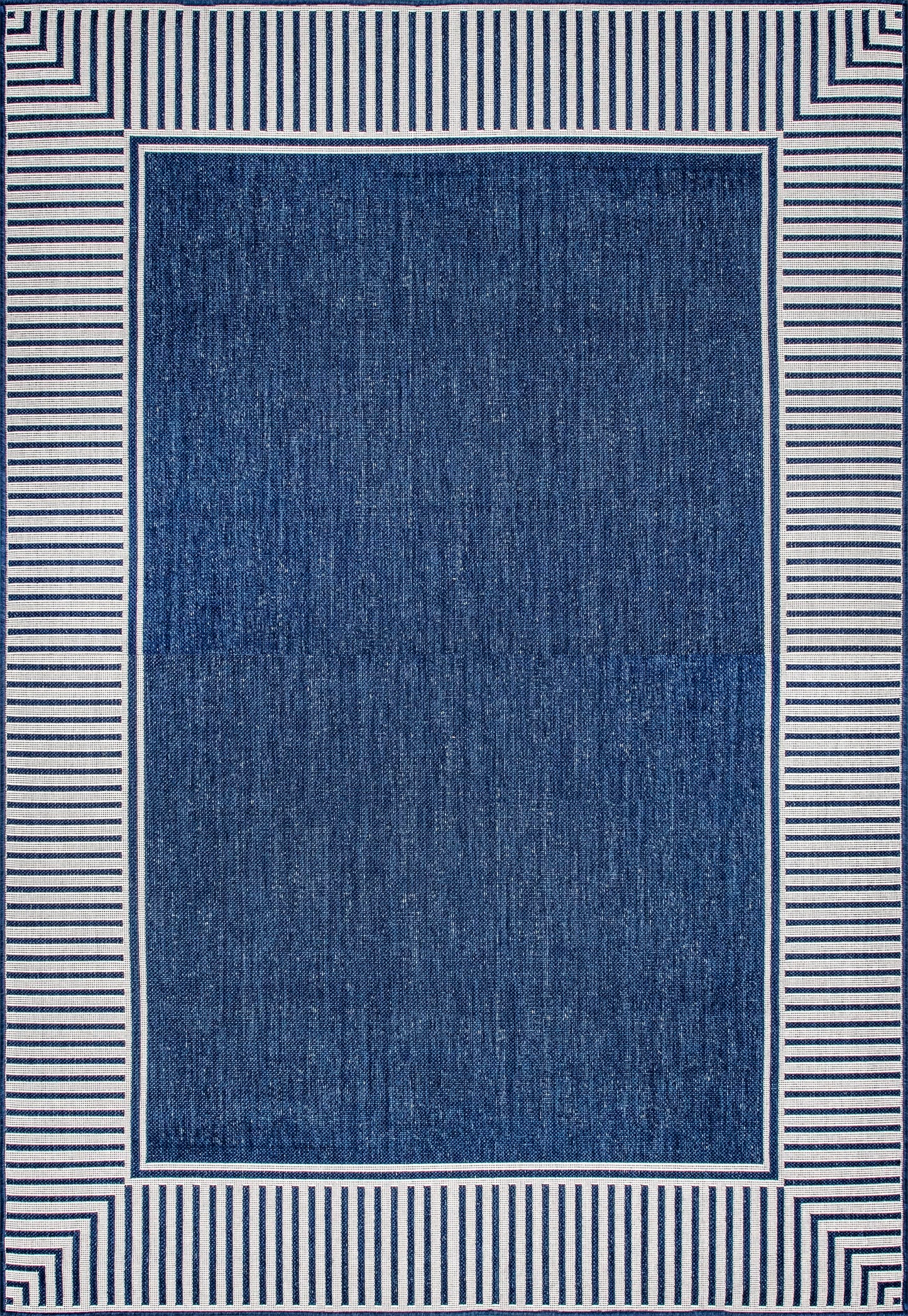 Nuloom Asha Navy/Ivory, 5' x 8', Casual, Striped Border, Soft and Cozy, High Traffic, Easy Clean, Durable Area Rug for Indoor/Outdoor Patio, Deck, Porch, Garden, Courtyard