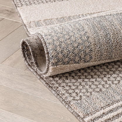 Well Woven Harlow Collection Briar Beige - Modern Tribal Minimalist Geometric 5x7 Area Rug - Ideal for Living Room, Dining Room & Bedroom - Durable, Stain Resistant & Easy to Clean