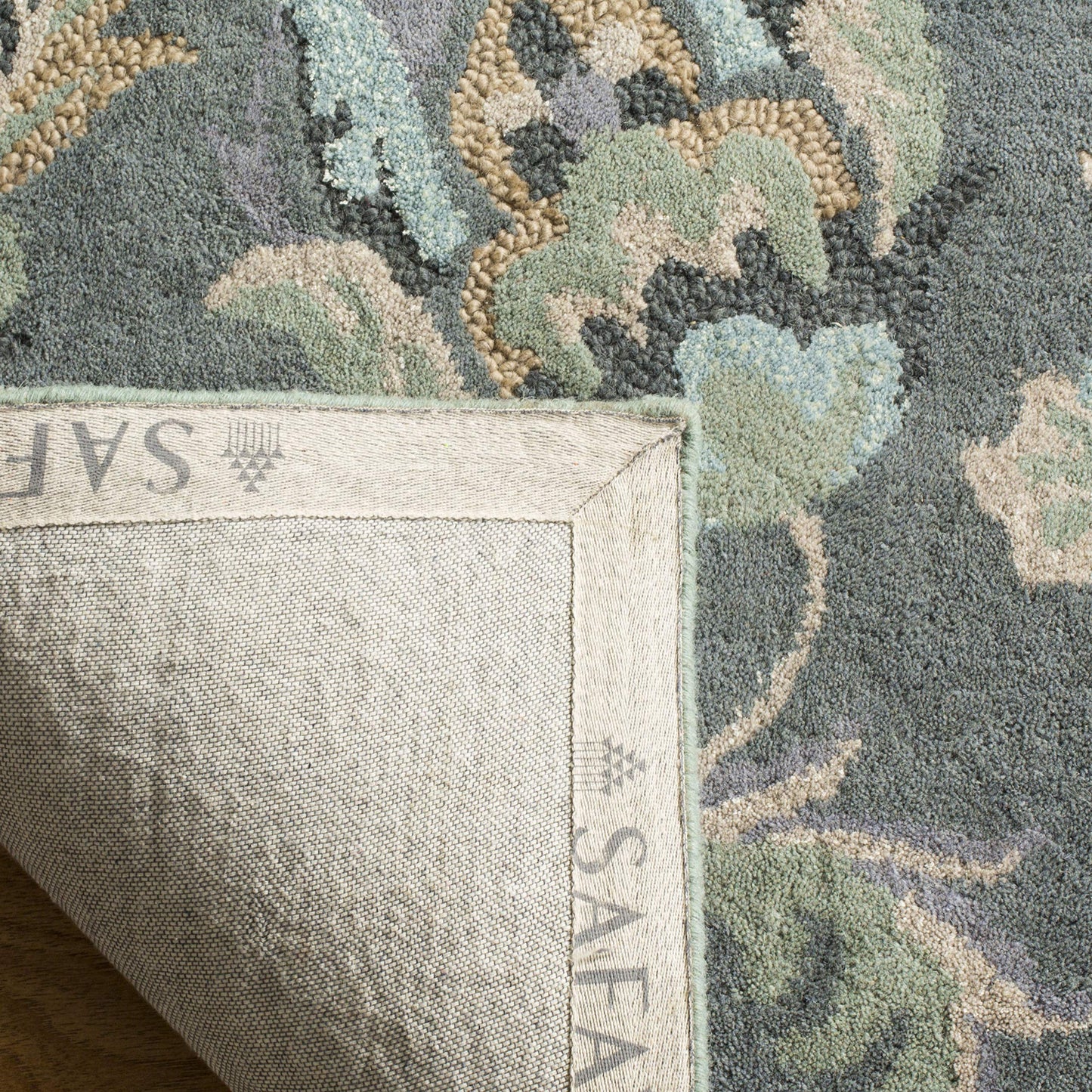 SAFAVIEH Jardin Collection Runner Rug - 2'3" x 6', Grey & Multi, Handmade Floral Wool, Ideal for High Traffic Areas in Living Room, Bedroom (JAR461A)