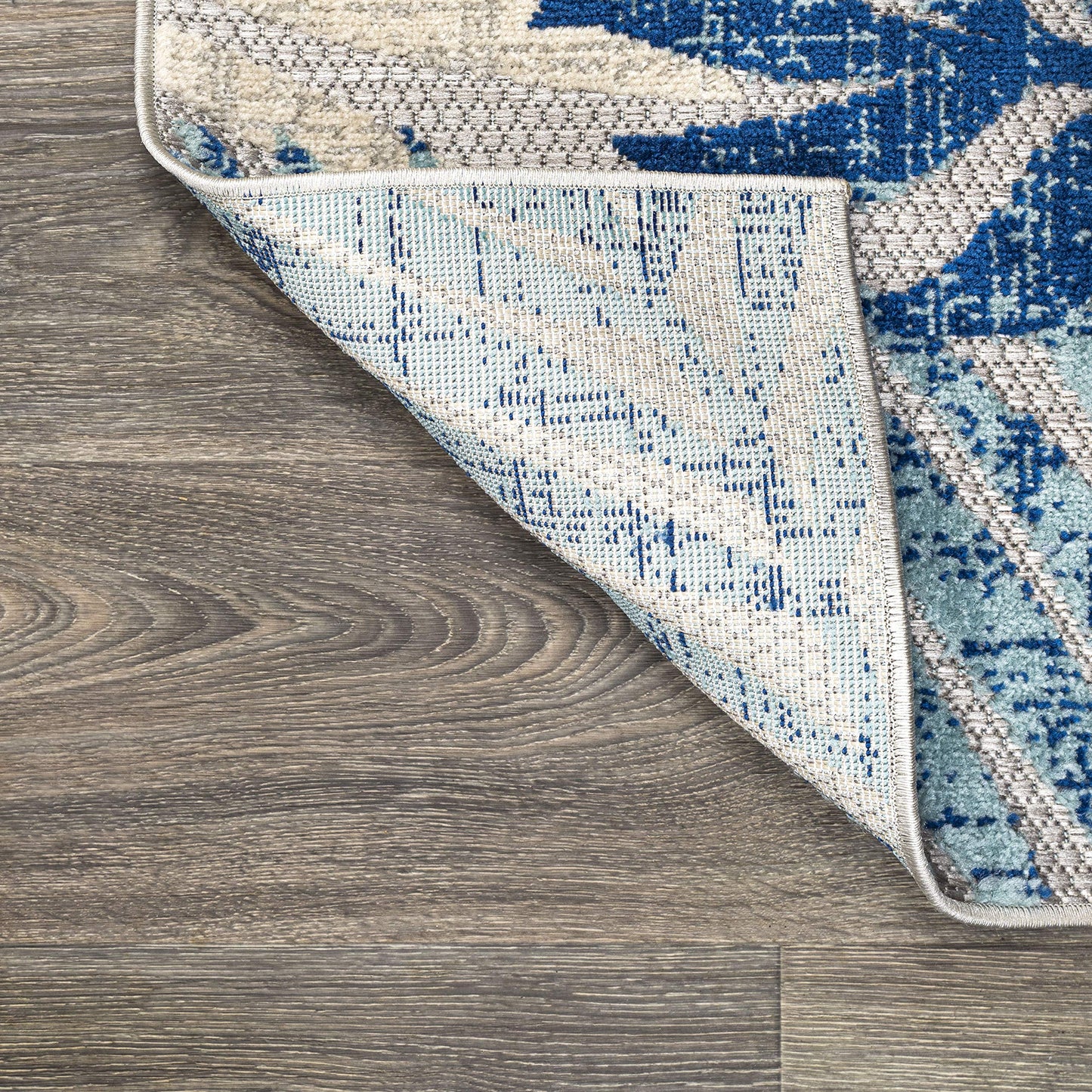 JONATHAN Y Tropics Palm Leaves Indoor Outdoor Runner Rug 2X8 Gray/Blue, Boho for Backyard, Patio, Porch, Easy-Cleaning, High Traffic, Pet-Friendly, Non-Shedding (AMC100A-28)