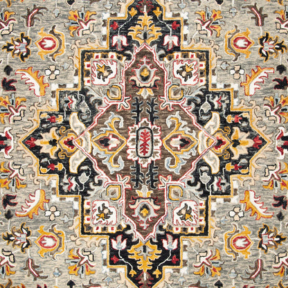SAFAVIEH Aspen Collection Area Rug - 7' Square, Grey & Charcoal, Handmade Boho Braided Tassel Wool, Ideal for High Traffic Areas in Living Room, Bedroom (APN207F)