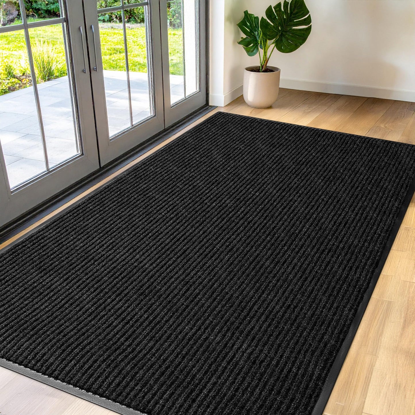 Large Door Mat 3' x 5' Charcoal, Heavy Duty Commercial Floor Mat, Industrial Floor Mat for High Traffic Areas, Or Business Entryway Nonslip Rubber Backing.