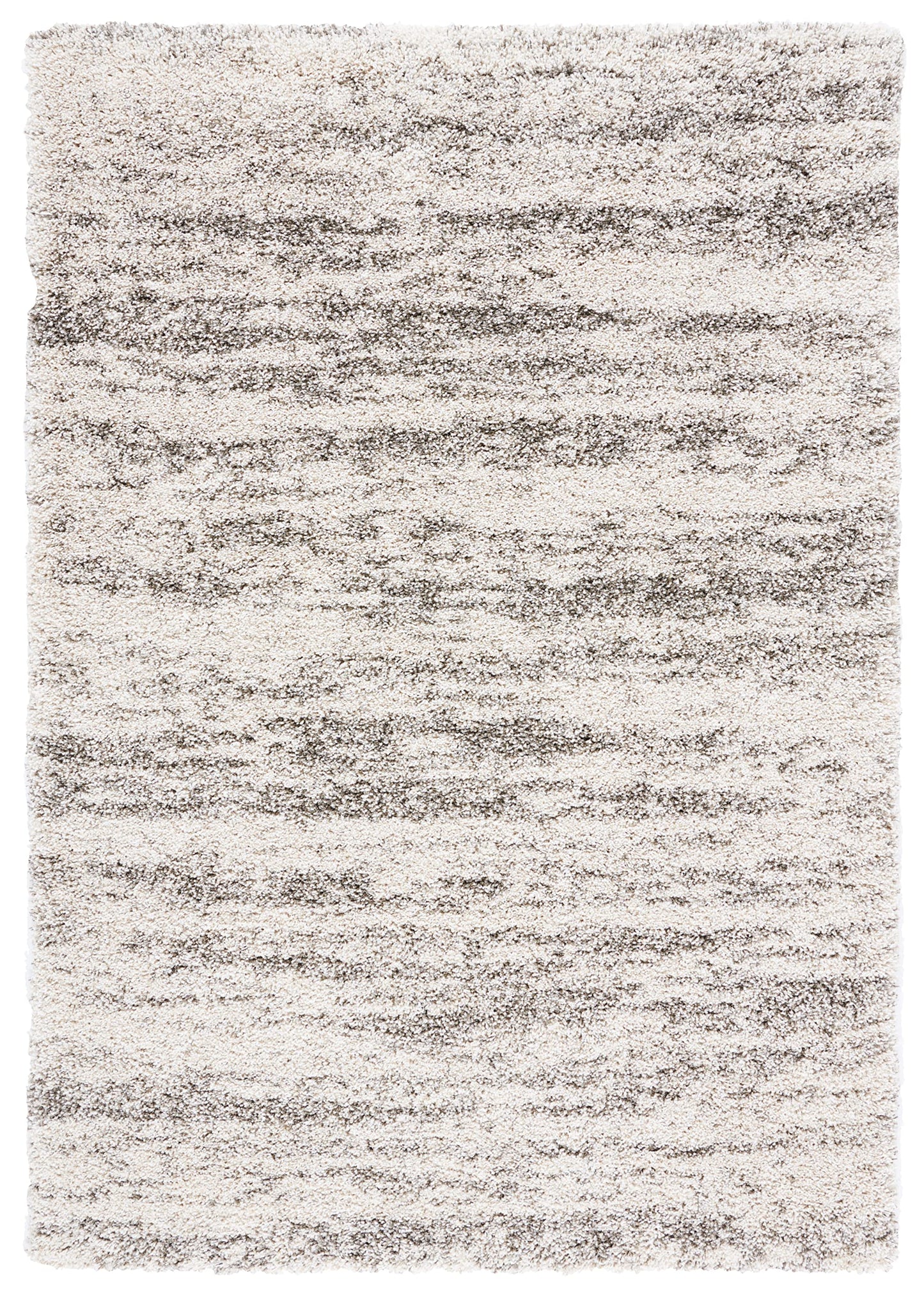 SAFAVIEH Hudson Shag Collection Area Rug - 5'3" x 7'6", Ivory & Grey, Modern Design, Non-Shedding & Easy Care, 2-inch Thick Ideal for High Traffic Areas in Living Room, Bedroom (SGH206A)