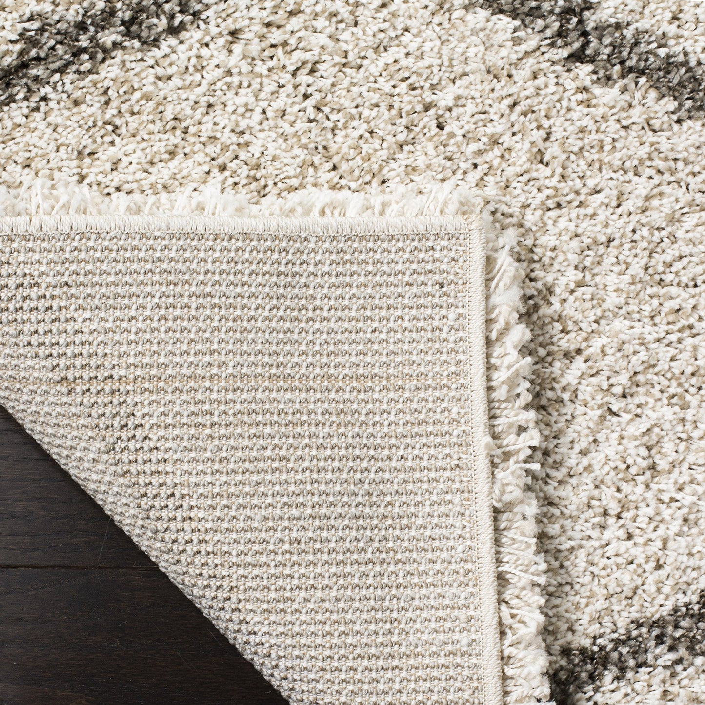 SAFAVIEH Hudson Shag Collection Area Rug - 6' x 9', Ivory & Grey, Moroccan Ogee Trellis Design, Non-Shedding & Easy Care, 2-inch Thick Ideal for High Traffic Areas in Living Room, Bedroom (SGH280A)