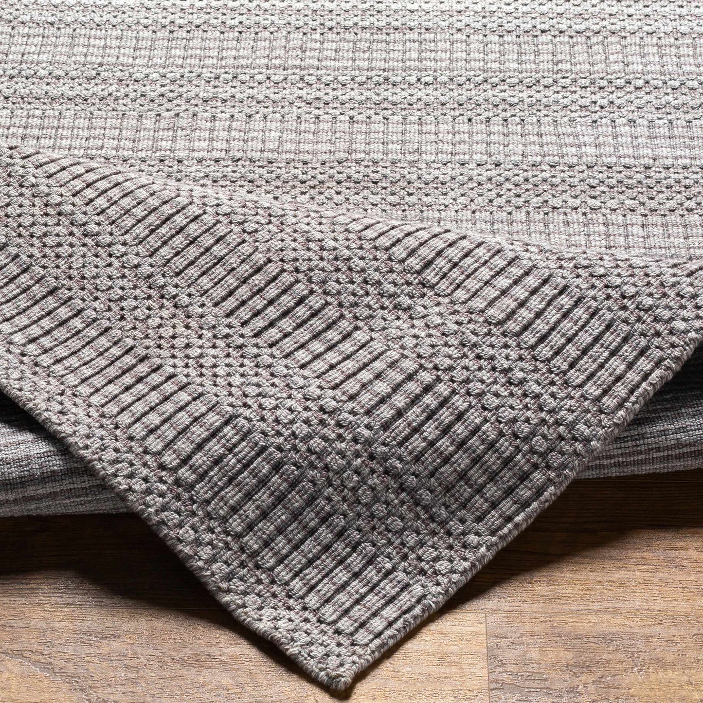 Hauteloom EcoLoop Recycled Material Area Rug - Geometric Striped Checkered Square - Contemporary Modern Minimalist Transitional Scandinavian - Dark Brown, Beige, Gray, Charcoal, Taupe - 2' x 3'