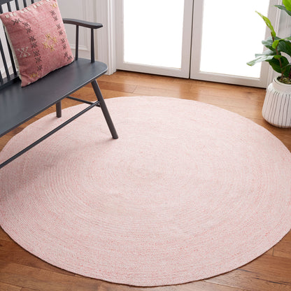 SAFAVIEH Cape Cod Collection 6' Round Pink CAP224U Handmade Braided Area Rug