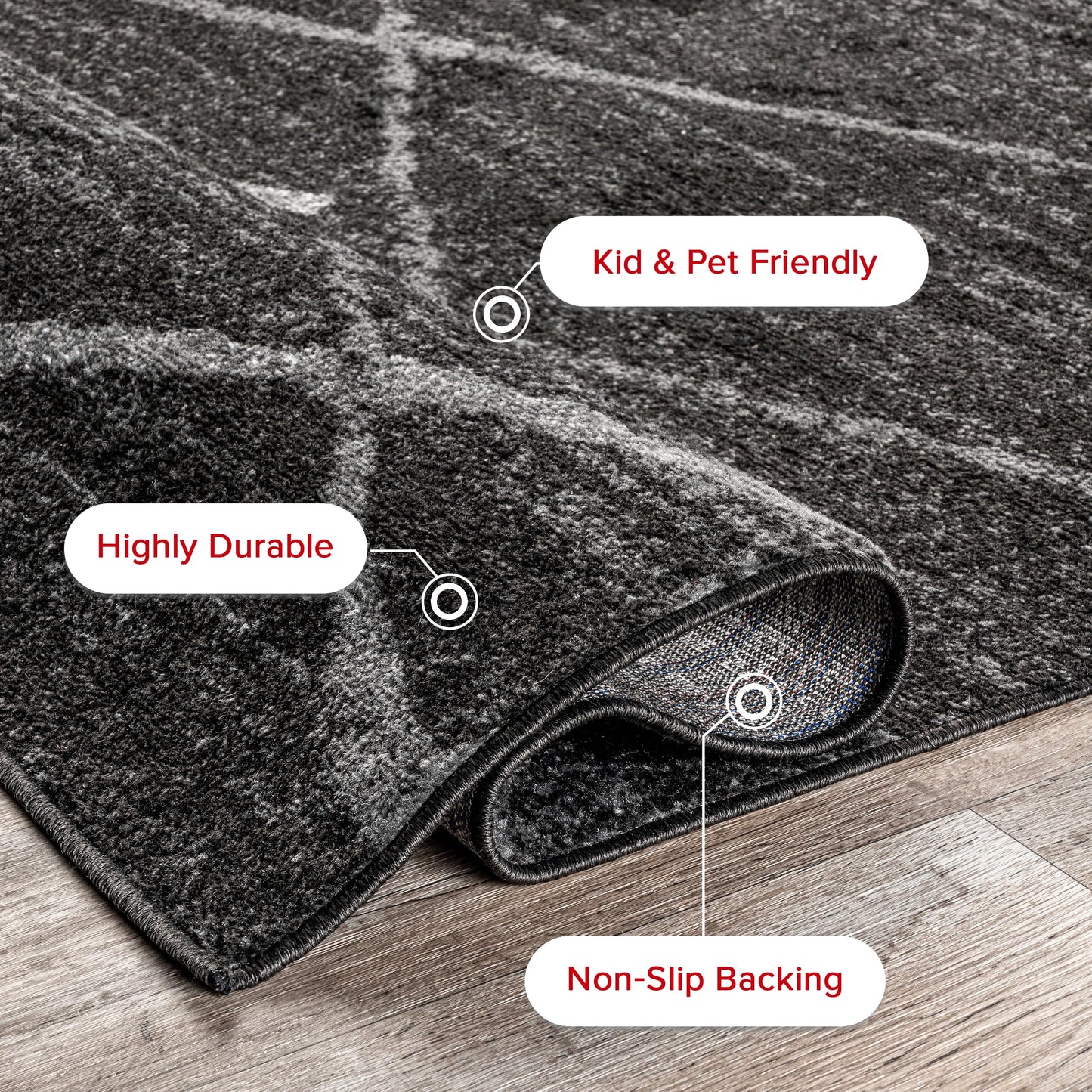 Nuloom Thigpen Charcoal/Grey, 4' x 6', Soft and Cozy, High Traffic, Stain Resistant, Easy Clean, Non-Shed, Durable Area Rug for Bedroom, Living Room, Dining Space, Den, Foyer, Entryway