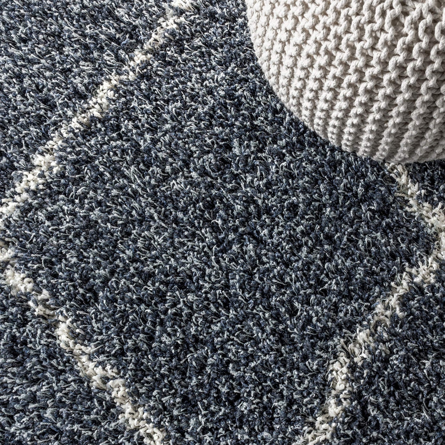 JONATHAN Y Mercer Shag Plush Tassel Blue/Cream Indoor Area Rug, 8x10, Moroccan Geometric Trellis, Easy-Cleaning for Living Room, Bedroom, Kitchen, Pet Friendly, Non-Shedding (MCR101A-8)