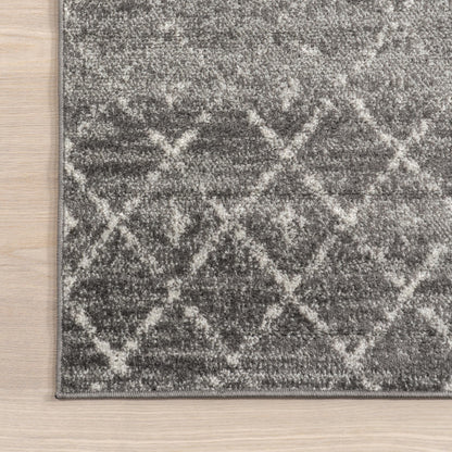 nuLOOM Oval 3x5 Moroccan Blythe Area Rug, Dark Grey, Faded Bohemian Design, Stain Resistant, For Bedroom, Dining Room, Living Room, Hallway, Office, Kitchen, Entryway