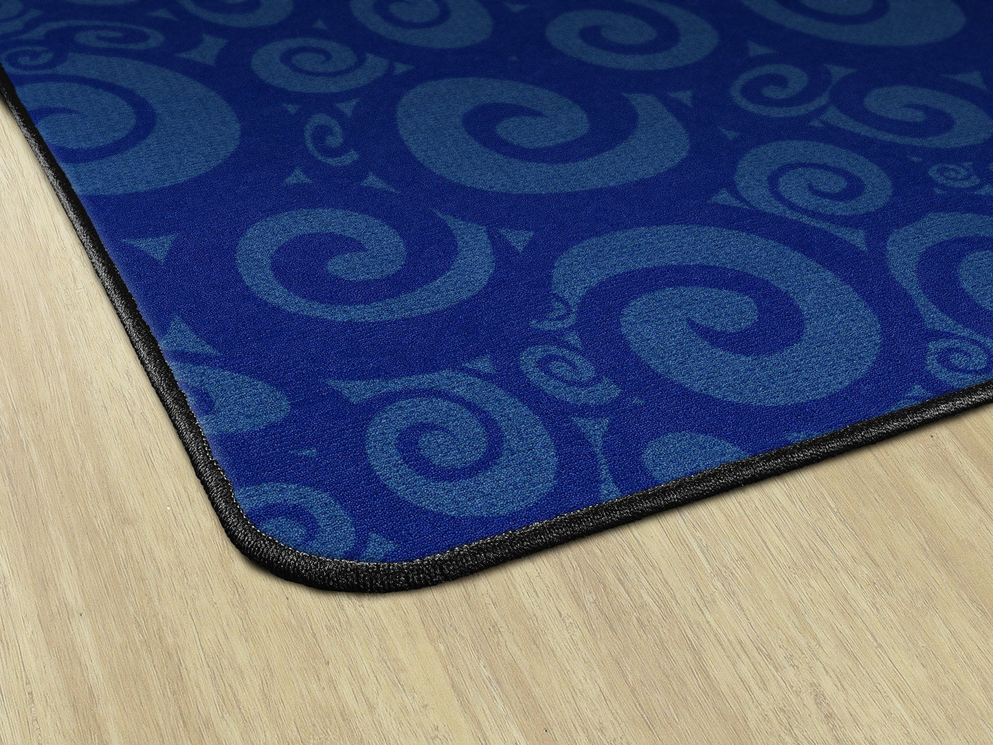 Flagship Swirl Tone on Tone Carpet for Children's Classroom and Bedroom Area Rug, Playroom or Teaching Area for Playtime and Reading, 6' x 8'4", Blue