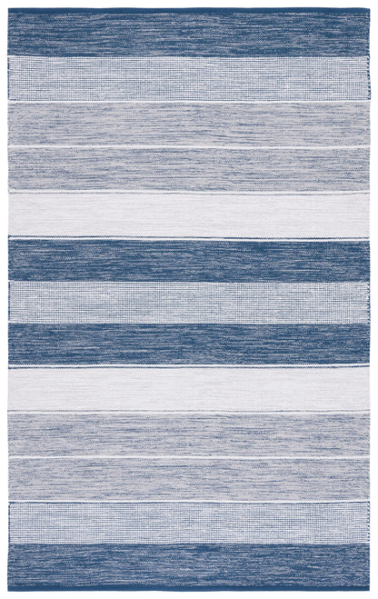 SAFAVIEH Striped Kilim Collection Accent Rug - 4' x 6', Grey & Blue, Flat Weave Cotton Design, Easy Care, Ideal for High Traffic Areas in Entryway, Living Room, Bedroom (STK804M)