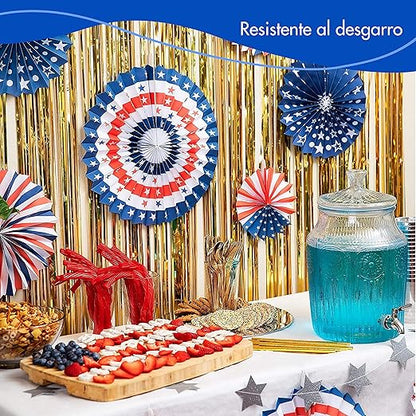Homarden Patriotic 4th of July Decorations - USA Themed Party Supplies - Patriotic Hanging Paper Fans for 4th of July, Memorial Day, Veterans Day - Set of 12 Colorful Decorations