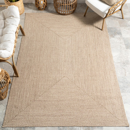 nuLOOM 2' x 3' Solid Hand Braided Indoor/Outdoor Area Rug, Pet-Friendly, High Traffic, Weather Resistant, for Patio, Balcony, Bedroom, Living Room, Dining Room, Wynn Tan