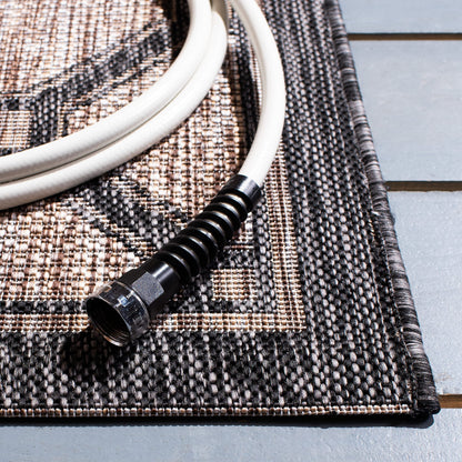 SAFAVIEH Courtyard Collection 5'3" x 7'7" Natural / Black CY8471 Indoor/ Outdoor Waterproof Easy Cleaning Patio Backyard Mudroom Area Rug