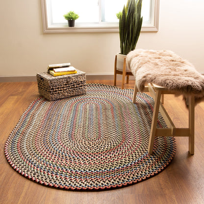 Super Area Rugs Roxbury American Made Braided Rug for Indoor Outdoor Spaces, Charcoal/Natural Multi, 2' X 3' Oval