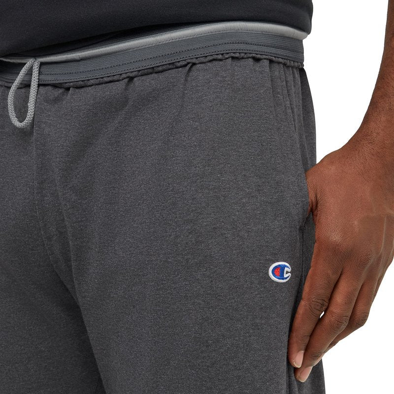 Champion Men's Open-Bottom Lounge Pants, Standard Fit, Lightweight 100% Cotton, Available in Regular and Big & Tall, Granite Heather, Large Tall