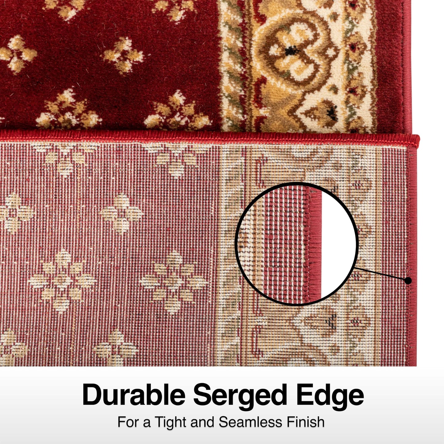 Well Woven Custom Size Hallway Stair Runner - Choose Your Custom Length - Noble Palace Red French European Traditional 27 Inch Wide x 11 Feet Long Runner (27" x 11') Floral Border Carpet