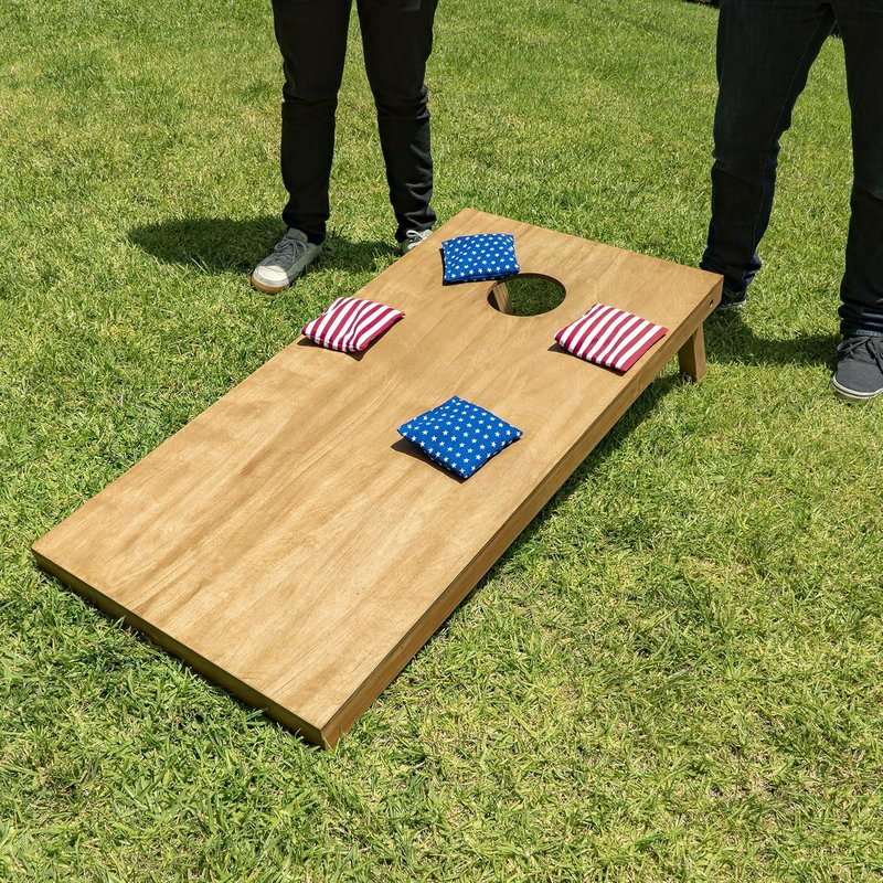 GoSports 4 ft x 2 ft Wooden Cornhole Boards Set - Light Brown Finish | Includes Carrying Case