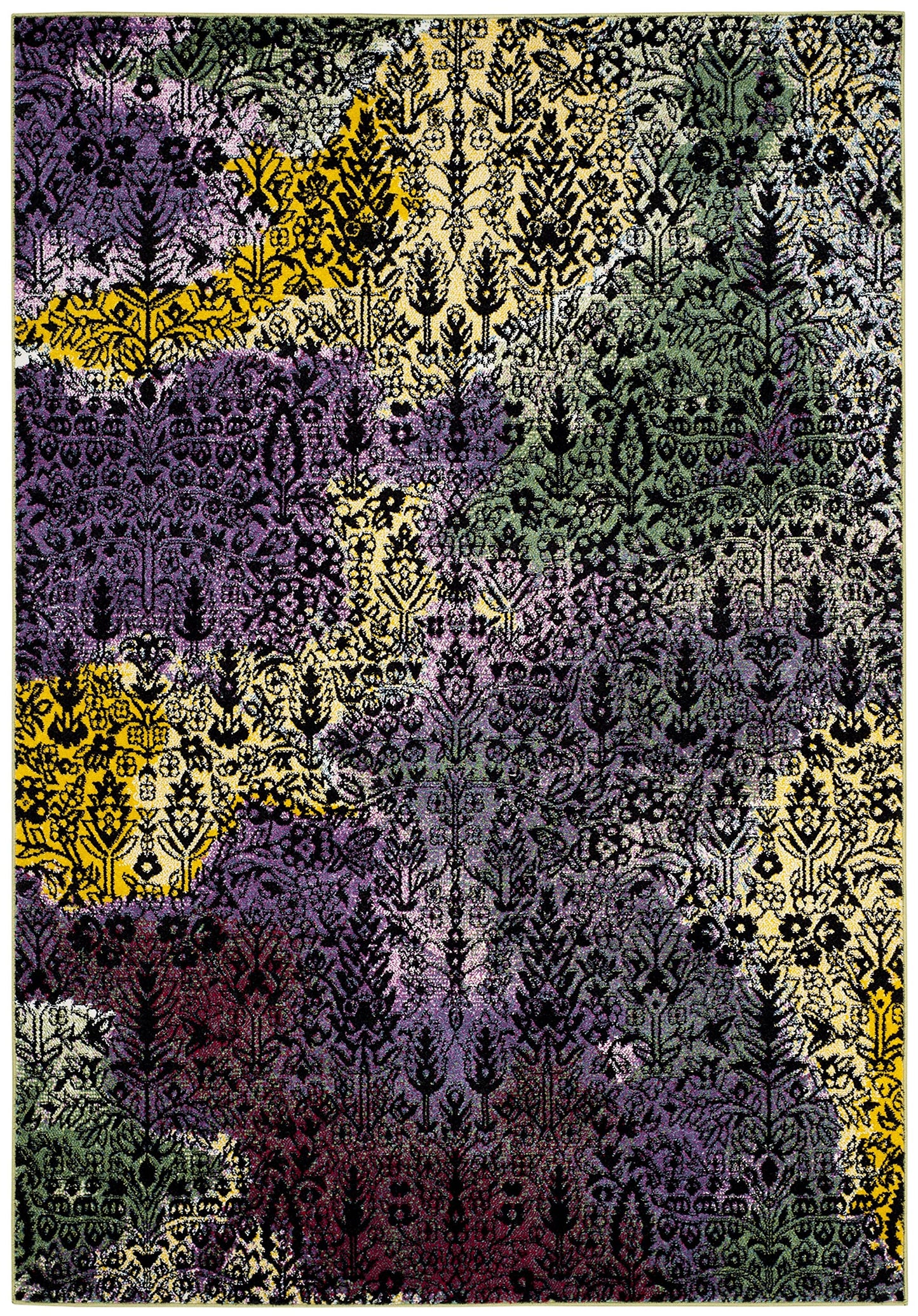 SAFAVIEH Watercolor Collection Area Rug - 6'7" x 9', Light Yellow & Green, Modern Boho Abstract Design, Non-Shedding & Easy Care, Ideal for High Traffic Areas in Living Room, Bedroom (WTC673H)