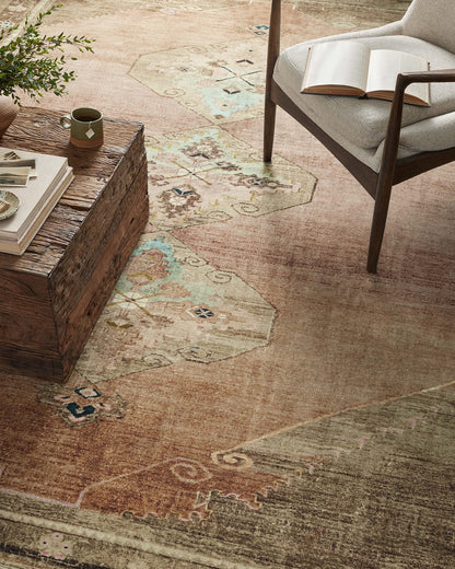 Loloi Magnolia Home by Joanna Gaines Sinclair Collection SIN-06 Clay/Tobacco 7'-6" x 9'-6", .25" Pile Height, Machine Washable, Area Rug