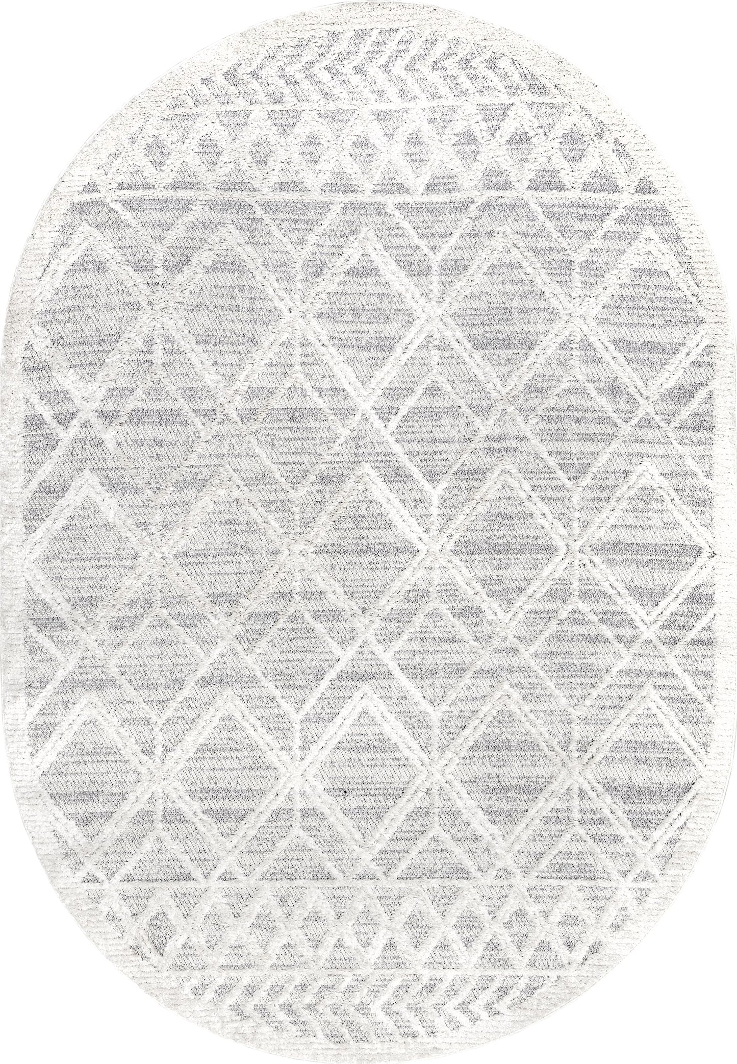 nuLOOM Oval 6'7" x 9' Ansley Moroccan Tassel Area Rug, Light Grey, High-Low Textured Bohemian Design, Plush High Pile, Stain Resistant, For Bedroom, Living Room, Hallway, Entryway
