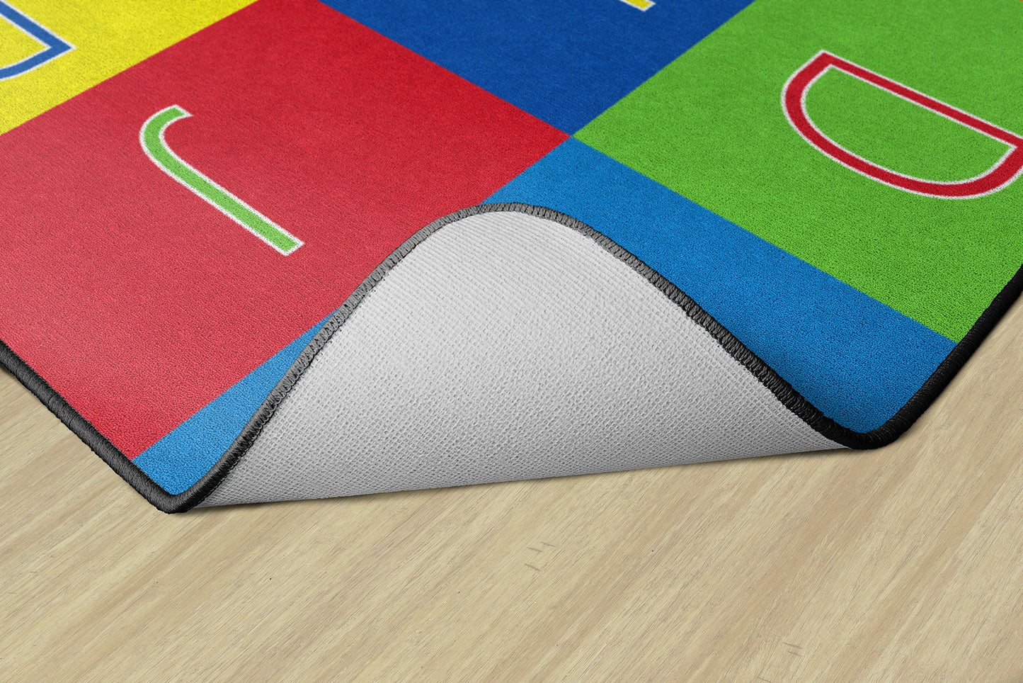 Flagship Carpets Alphabet Seating Multicolor Rug for Home Learning Area or Classroom Mat, Kids Room or Playroom Carpet, 7'6" x 12', Rectangle