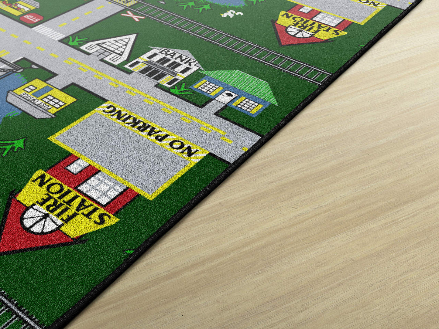 Flagship Carpets Places to Go Play Carpet Rug for Home or School Learning Area, Childrens Classroom, Kid's Bedroom or Playroom, Square, 6' x 6', Primary