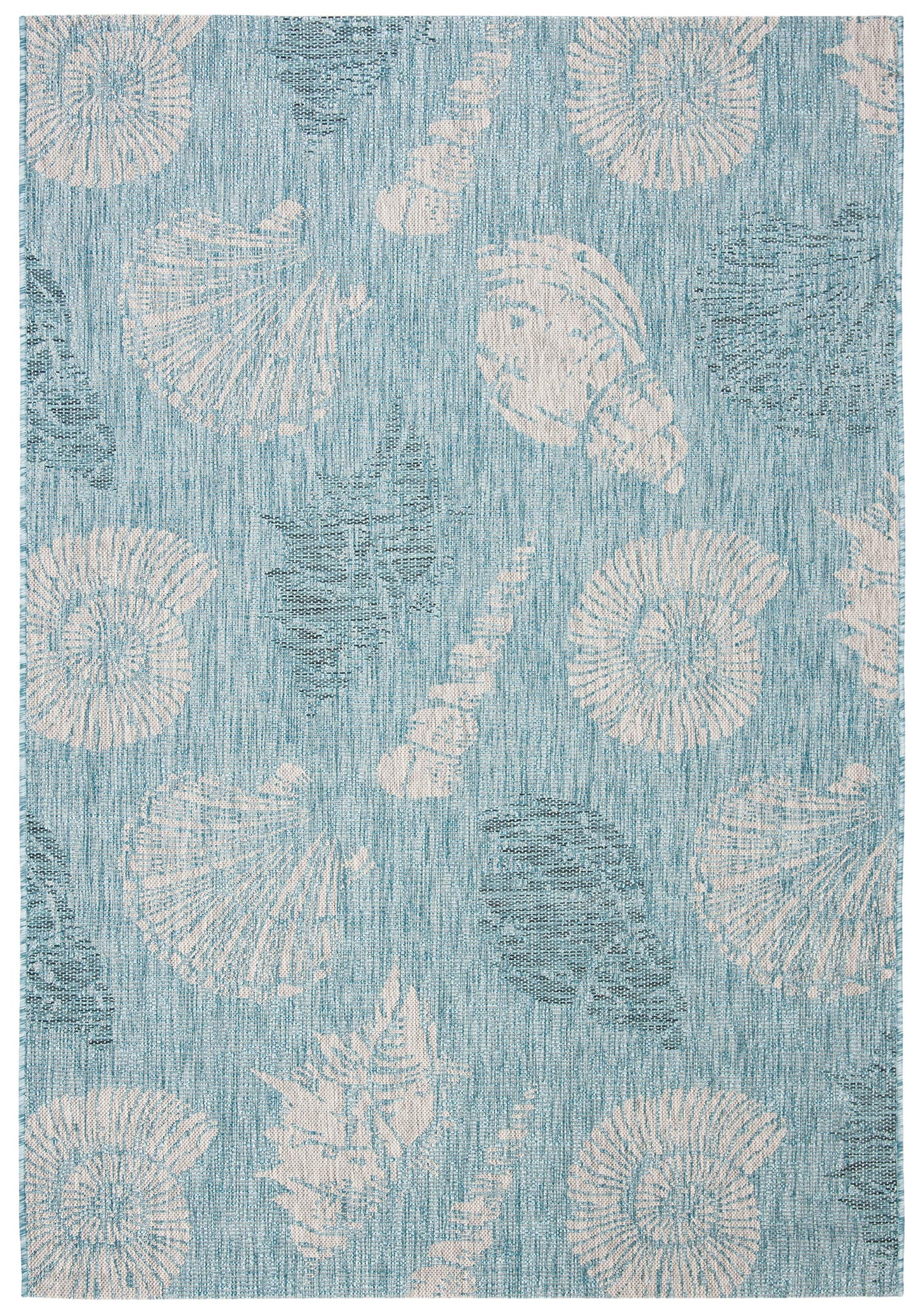 SAFAVIEH Washable Rug Outdoor Courtyard Collection - 5'3" x 7'7", Aqua Blue & Cream, Non-Shedding & Easy Cleaning, Ideal for Patio, Backyard, Mudroom (CY8547-37121)