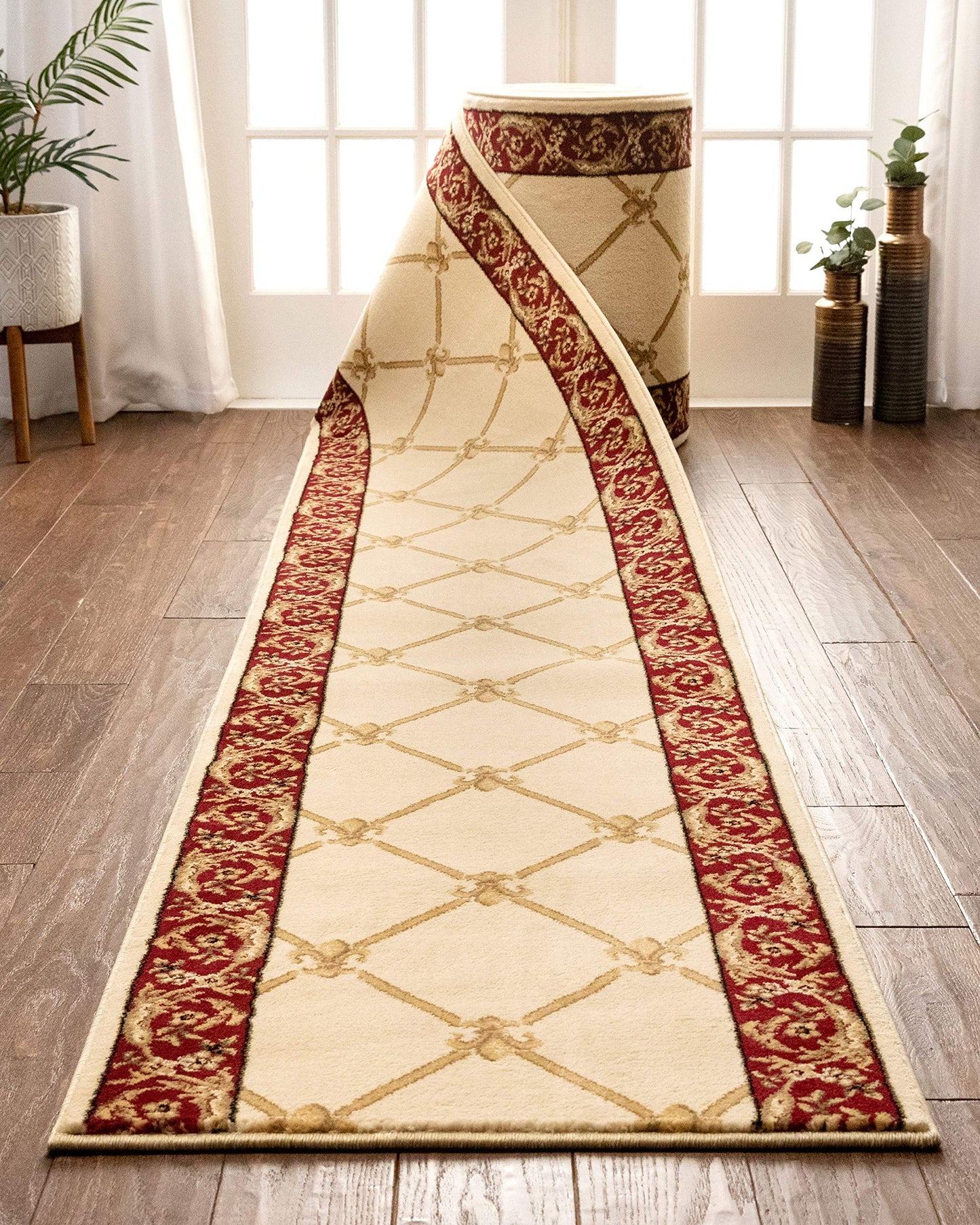 Well Woven Custom Size Hallway & Stair Runner- Choose Your Length - Patrician Trellis Ivory French Traditional 31 Inch Wide x 9 Feet Long Runner (31" x 9' Runner) Rug