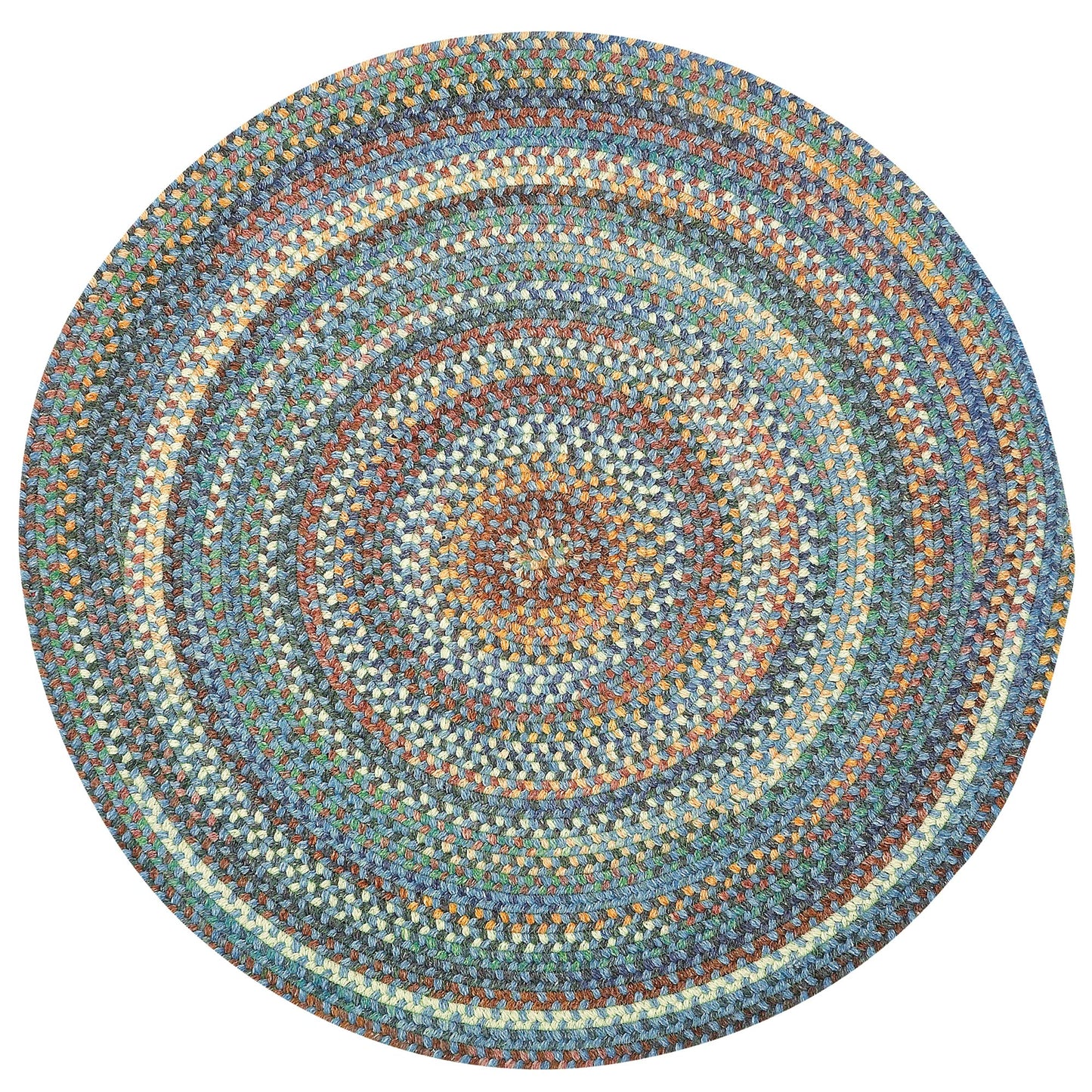 Capel American Heritage Legacy Blue 3-Feet Round Braided Rug | USA Made, Premium Wool Blend, Reversible