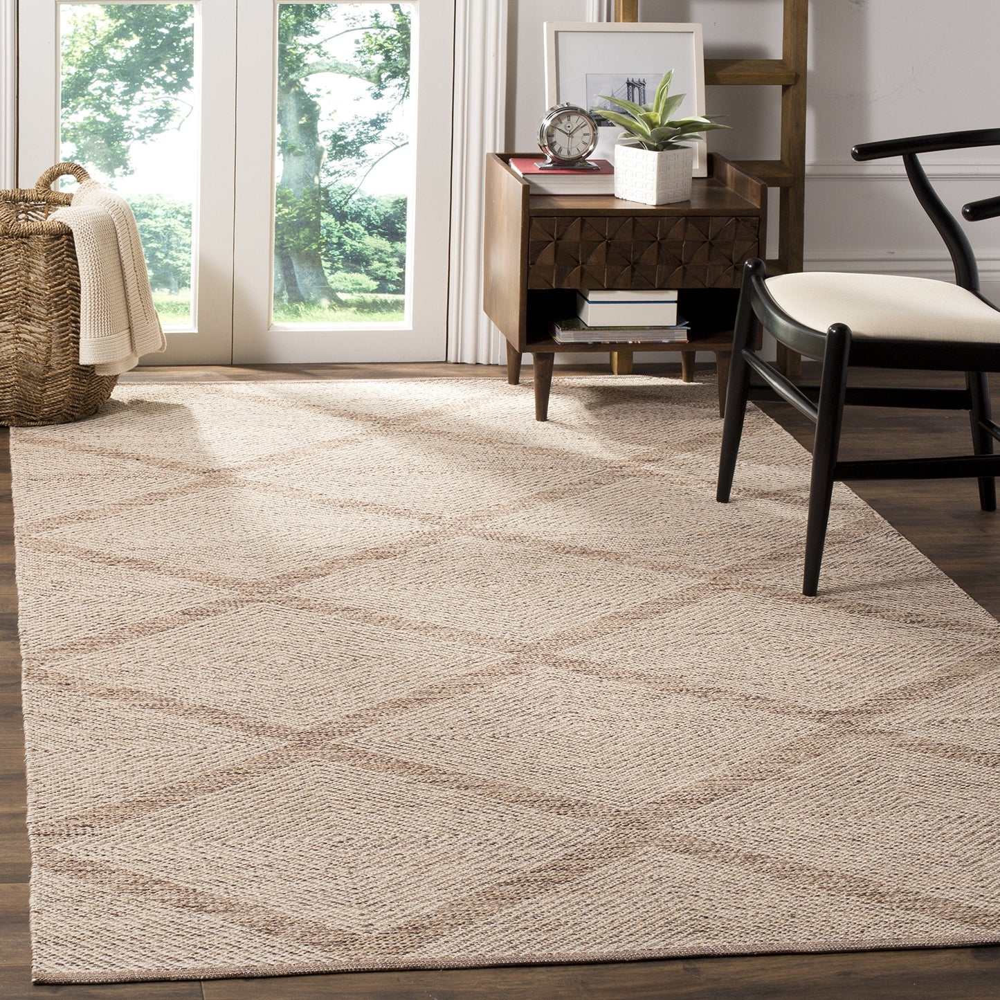 SAFAVIEH Area Rug 8x10 - Montauk Collection - Large - Beige, Handmade Cotton, Ideal for Living Room, Bedroom, Office, Dining Space (MTK821E)