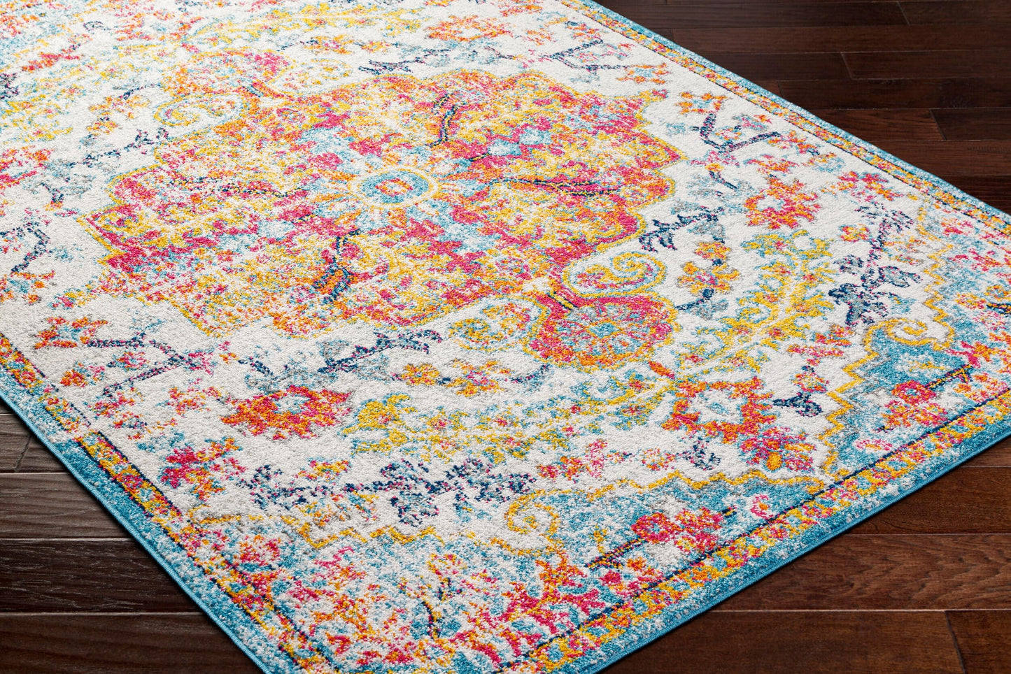Livabliss Odelia Vintage Bohemian Area Rug,3'11" x 5'7",Orange/Aqua
