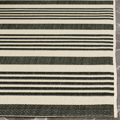 SAFAVIEH Washable Rug Outdoor Courtyard Collection - 4' x 5'7", Black & Bone, Non-Shedding & Easy Cleaning, Ideal for Patio, Backyard, Mudroom (CY6062-216)